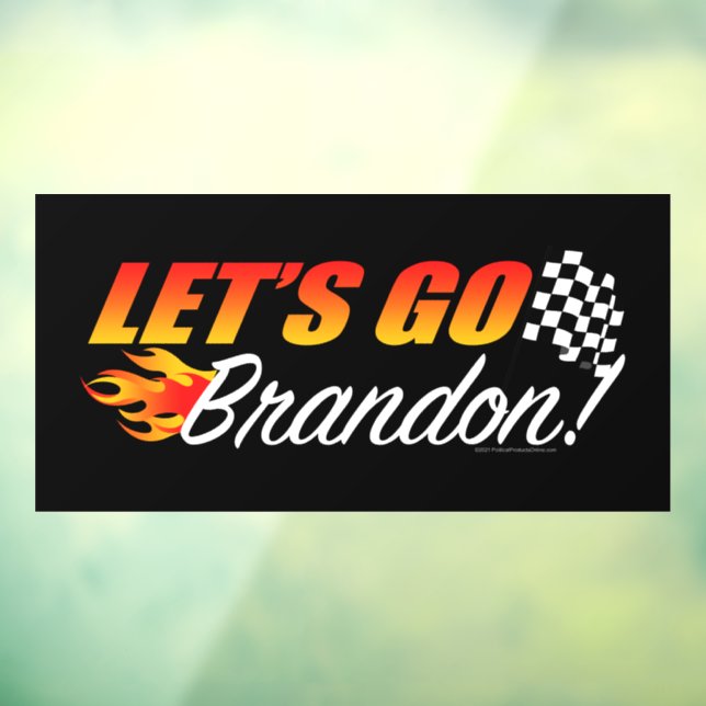 Lets Go Brandon Chequered Flag Flames Window Cling (Sheet 3)