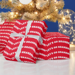 LET'S GO BRANDON! CHRISTMAS RED WRAPPING PAPER 