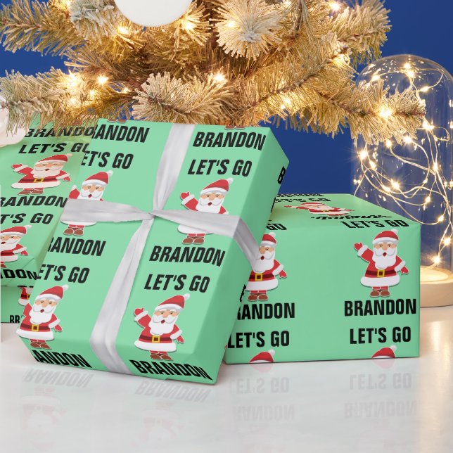LET'S GO BRANDON CHRISTMAS SANTA  WRAPPING PAPER (Holidays)