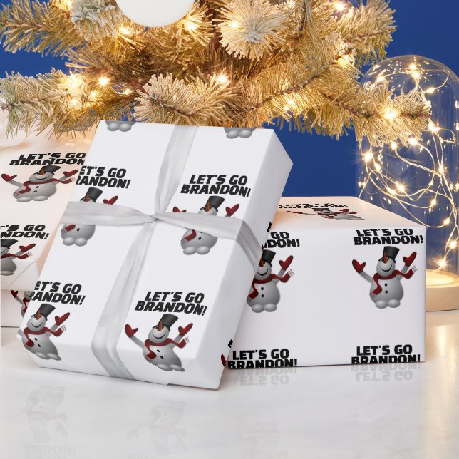 LET'S GO BRANDON CHRISTMAS SNOWMAN  WRAPPING PAPER (Holidays)