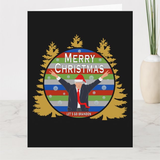 Let's Go Brandon Christmas Trump Snowflake Holiday Card (Front)