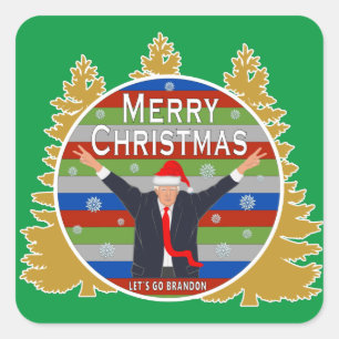 Let's Go Brandon Christmas Trump Snowflake Holiday Square Sticker