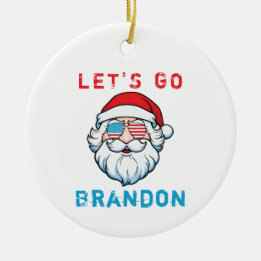 Let's Go Brandon Conservative US Flag Santa Ceramic Tree Decoration