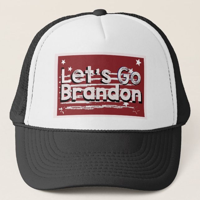 Let's Go Brandon Distressed American Flag Trucker Hat (Front)