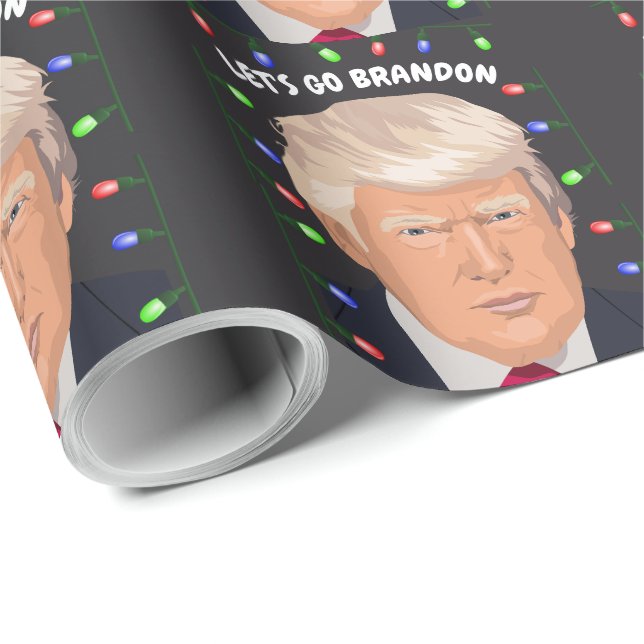 LET'S GO BRANDON DONALD TRUMP Christmas cards Wrap Wrapping Paper (Roll Corner)