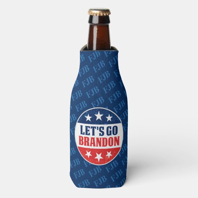 Lets Go Brandon funny anti Biden Pro trump 2024 Bottle Cooler (Bottle Front)