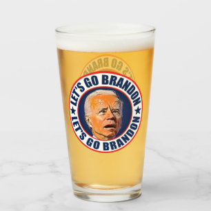 Lets Go Brandon funny anti Biden Trump 2024 Glass