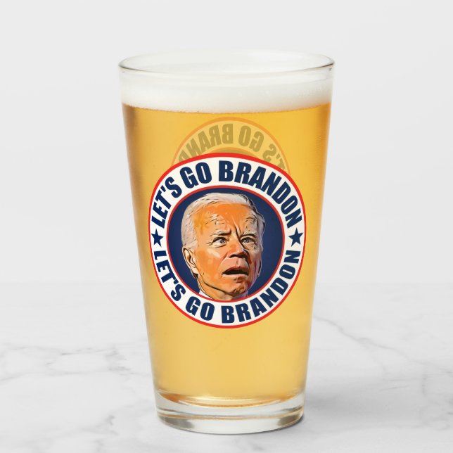 Lets Go Brandon funny anti Biden Trump 2024 Glass (Front Filled)