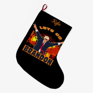 Let's Go Brandon Funny Anti Biden Trump Political Large Christmas Stocking