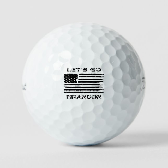 Let's Go Brandon Funny Biden Chant Distressed Flag Golf Balls (Front)