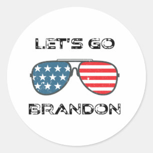 Let's Go Brandon Funny Biden Chant Flag Classic Round Sticker