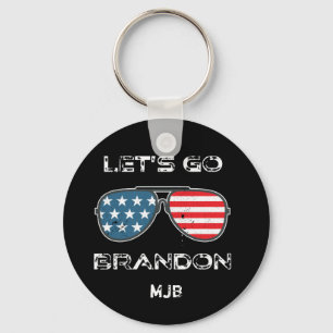 Lets Go Brandon Funny Meme Biden Monogram Key Ring