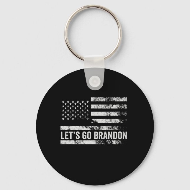 Let's go Brandon Funny Patriotic American Flag Key Ring (Front)