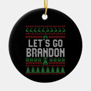 Let's Go Brandon Funny Ugly Christmas Sweater Ceramic Tree Decoration