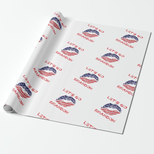 Let's Go Brandon Joe Biden Distressed Flag Kiss Wrapping Paper (Unrolled)