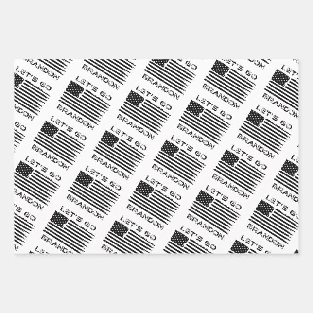Let's Go Brandon Joe Biden Distressed Flag Wrappin Wrapping Paper Sheet (Front)