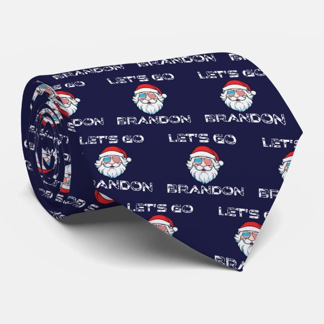 Let's Go Brandon Joe Biden Santa Christmas Tie (Rolled)