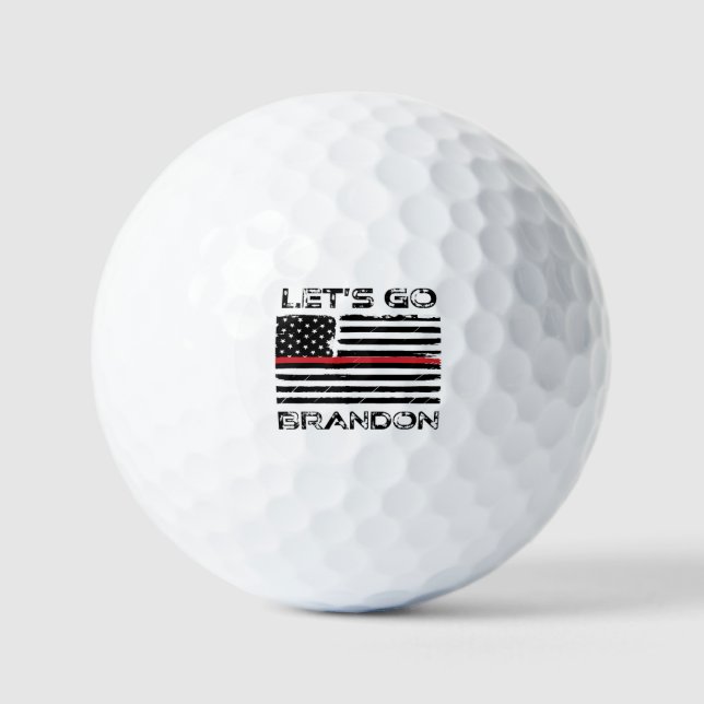 Lets Go Brandon Red Thin  Line Distressed Flag Golf Balls (Front)