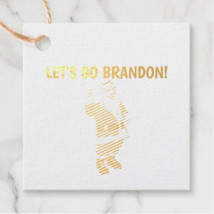 LET'S GO BRANDON SANTA GOLD FOIL GIFT TAGS