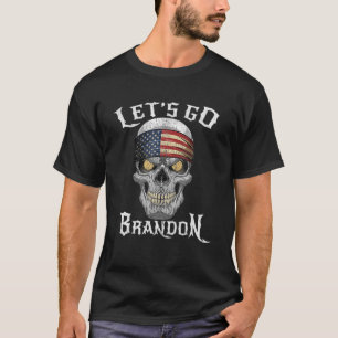 Let's Go Brandon Skull Head American Flag Conserva T-Shirt