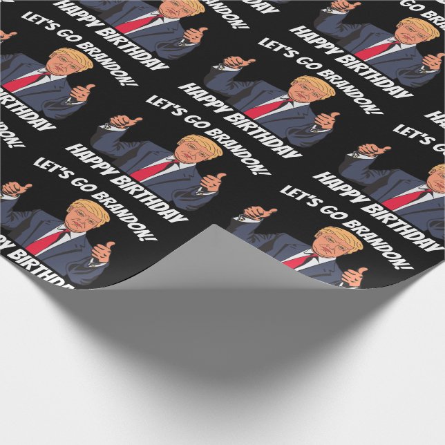 LET'S GO BRANDON TRUMP BIRTHDAY WRAPPING PAPER (Corner)
