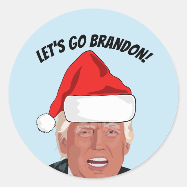 LET'S GO BRANDON! TRUMP CHRISTMAS  CLASSIC ROUND STICKER (Front)