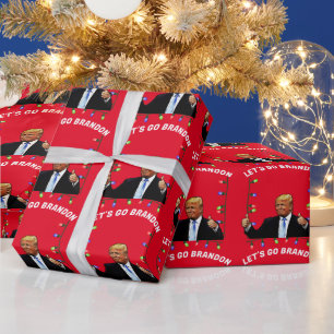LET'S GO BRANDON TRUMP Christmas  Wrapping Paper