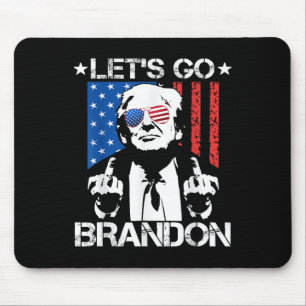 Lets Go Brandon Trump Middle Finger Flag Mouse Mat