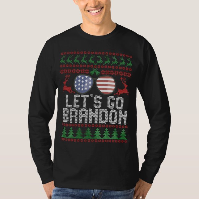 Let's go Brandon Ugly Christmas Sweater Patriotic (Front)