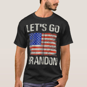 Let's Go Brandon US Flag Funny Zip  T-Shirt