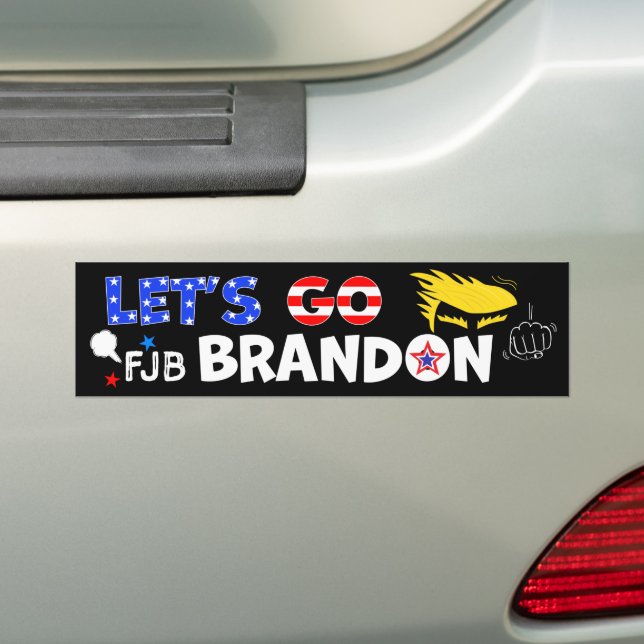 LETS GO BRANDON With TRUMP Bumper Sticker (On Car)