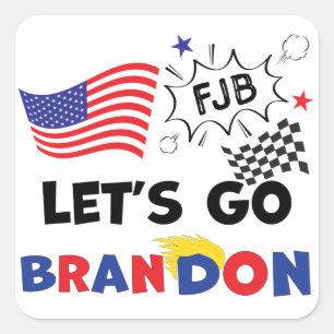 LETS GO BRANDON with Trump Hair Square Sticker