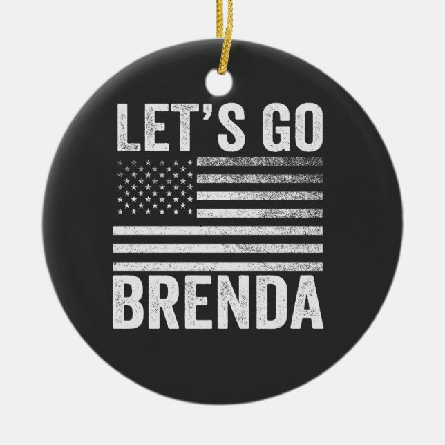 Let's Go Brenda American Flag Election  Ceramic Tree Decoration (Front)