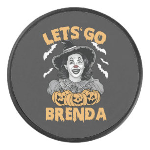 Let's Go Brenda Spooky Halloween Kamala Harris Hockey Puck