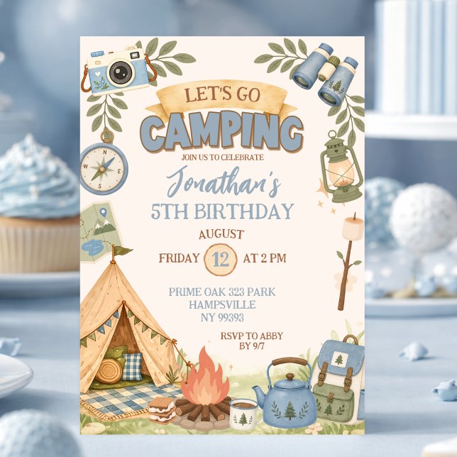  Let's Go Camping Birthday Invitation (Creator Uploaded)