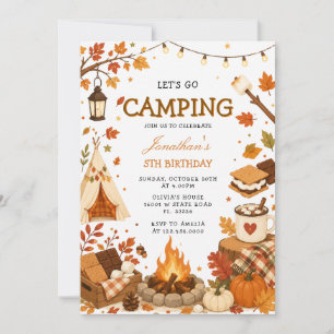 Let's go camping Birthday S’mores Autumn Woodland Invitation