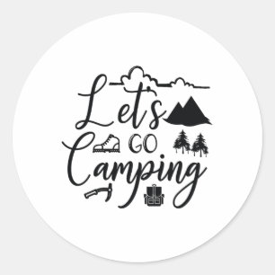 Let's go camping classic round sticker