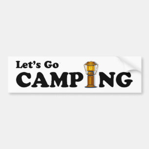 Let's Go Camping Lantern Bumper Sticker