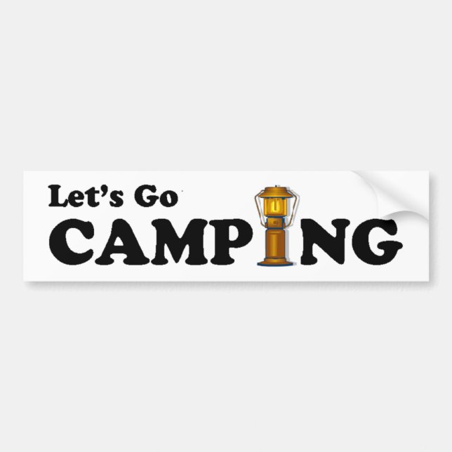 Let's Go Camping Lantern Bumper Sticker (Front)