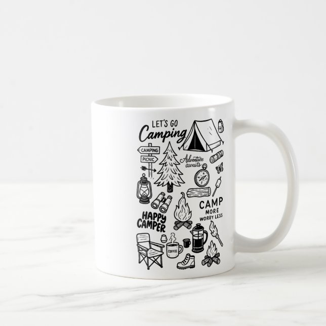 Lets Go Camping Nature Lover Campfire Adventure Aw Coffee Mug (Right)