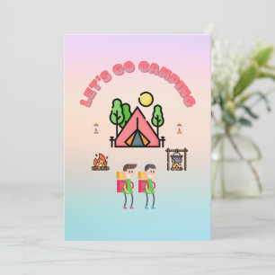 Let's go Camping personalised Kids Birthday  Invitation