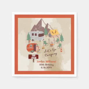Let's Go Camping Rustic Woodsy Campground Birthday Napkin