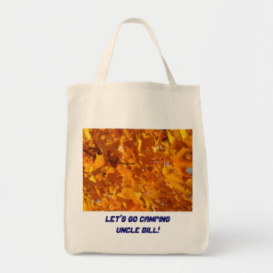 Let's Go Camping Uncle Bill! totes bags Orange
