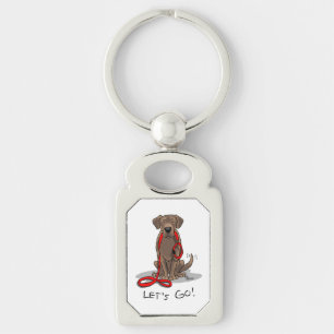 Let's Go! Chocolate Lab Labrador Retriever Funny Key Ring