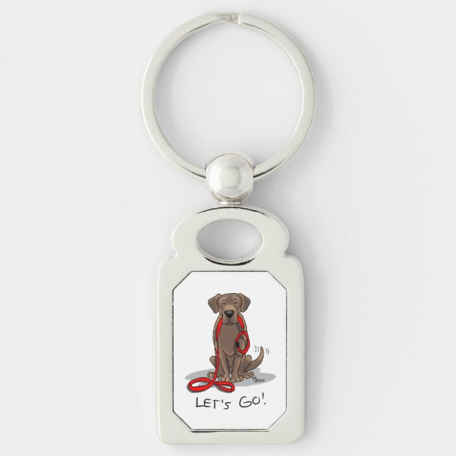 Let's Go! Chocolate Lab Labrador Retriever Funny Key Ring (Front)