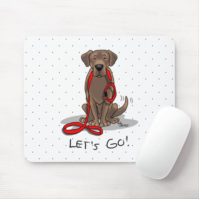 Let's Go! Chocolate Lab Labrador Retriever Funny Mouse Mat (With Mouse)