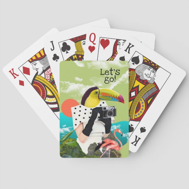 Lets Go Cool Travel Collage Pop Art Playing Cards (Back)