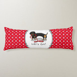 Let's Go! Dachshund Dog (black and tan) Funny cute Body Cushion