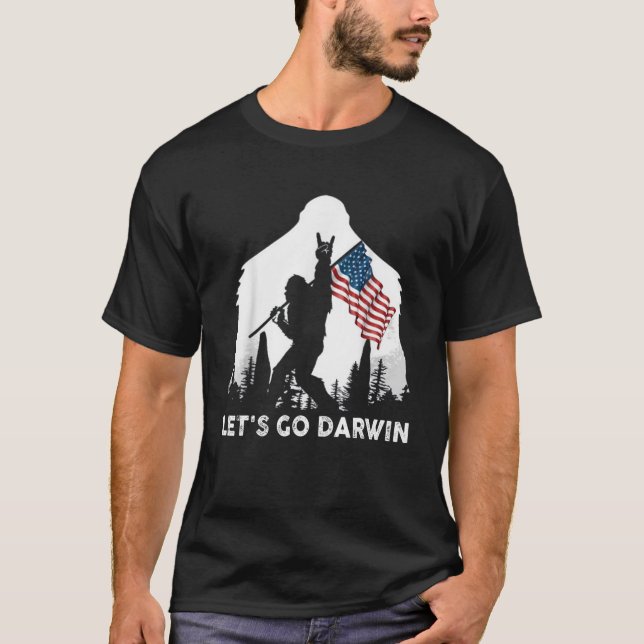 Let's Go Darwin Camping Bigfoot Rock And Roll US F T-Shirt (Front)
