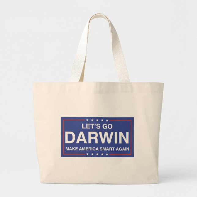 Let's Go Darwin - Make America Smart Again Large Tote Bag (Front)
